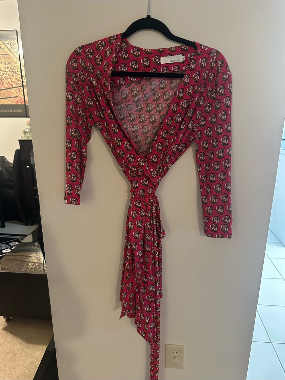Pink Printed Wrap Top